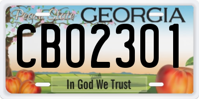 GA license plate CBO2301