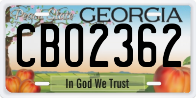 GA license plate CBO2362