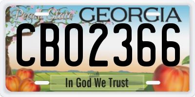 GA license plate CBO2366
