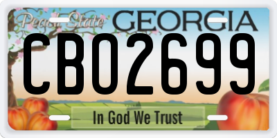 GA license plate CBO2699