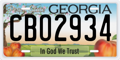 GA license plate CBO2934