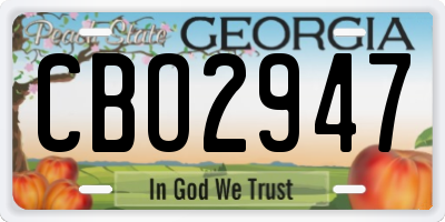 GA license plate CBO2947