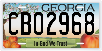 GA license plate CBO2968