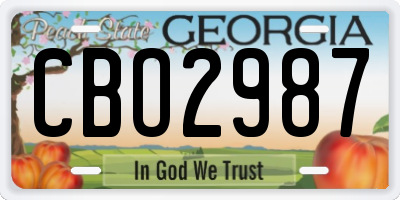 GA license plate CBO2987
