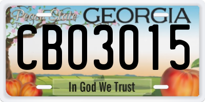 GA license plate CBO3015