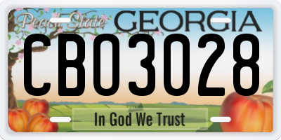 GA license plate CBO3028