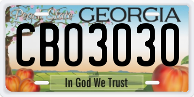GA license plate CBO3030