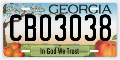 GA license plate CBO3038
