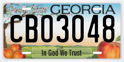 GA license plate CBO3048