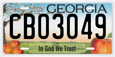 GA license plate CBO3049