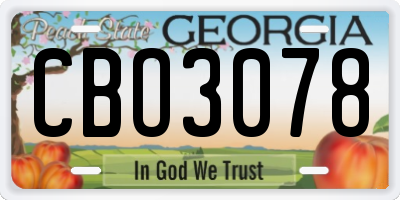GA license plate CBO3078