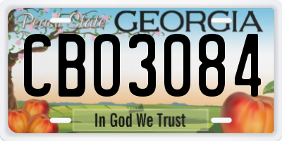 GA license plate CBO3084