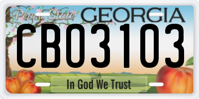 GA license plate CBO3103