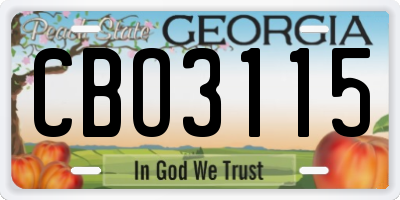 GA license plate CBO3115