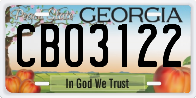 GA license plate CBO3122