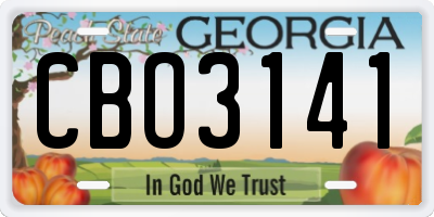 GA license plate CBO3141