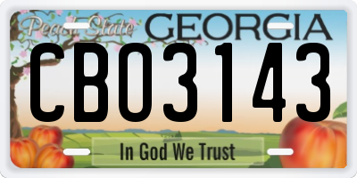 GA license plate CBO3143