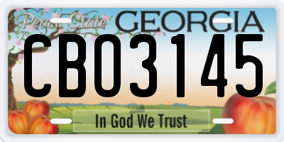 GA license plate CBO3145