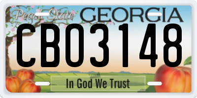 GA license plate CBO3148