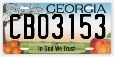 GA license plate CBO3153