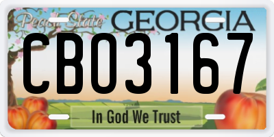 GA license plate CBO3167