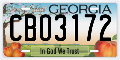 GA license plate CBO3172