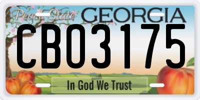 GA license plate CBO3175
