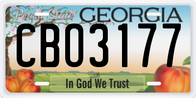 GA license plate CBO3177