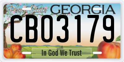 GA license plate CBO3179