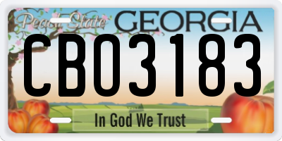 GA license plate CBO3183