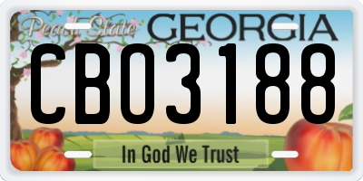 GA license plate CBO3188