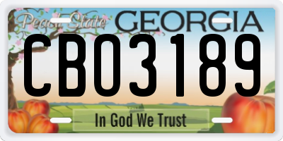 GA license plate CBO3189