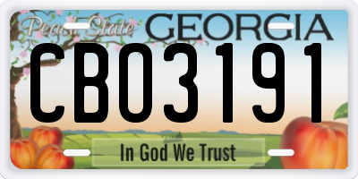 GA license plate CBO3191