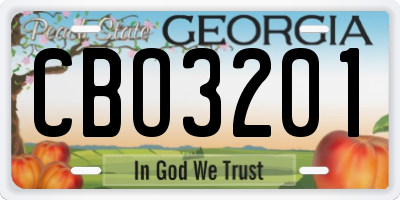 GA license plate CBO3201
