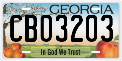 GA license plate CBO3203