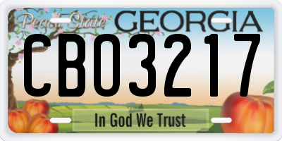 GA license plate CBO3217