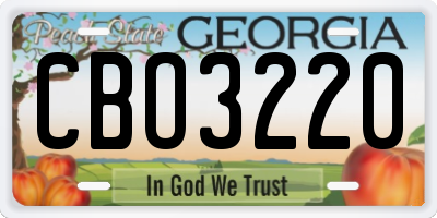GA license plate CBO3220