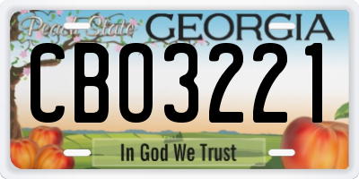 GA license plate CBO3221