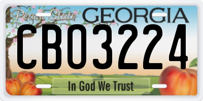 GA license plate CBO3224