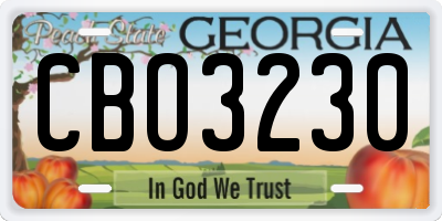 GA license plate CBO3230