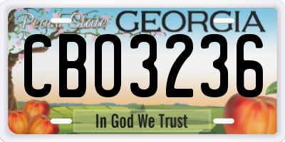 GA license plate CBO3236