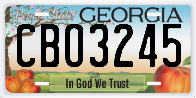 GA license plate CBO3245