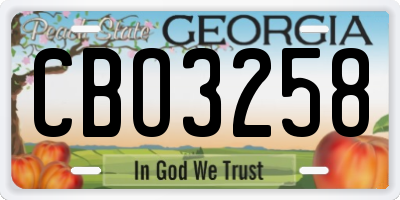 GA license plate CBO3258