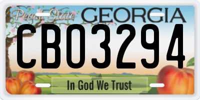 GA license plate CBO3294