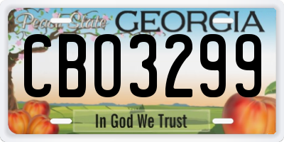 GA license plate CBO3299