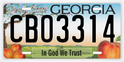 GA license plate CBO3314