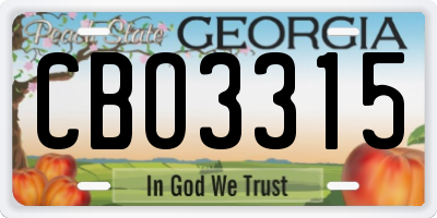 GA license plate CBO3315