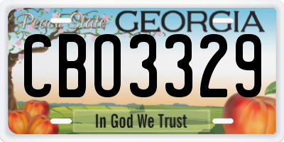 GA license plate CBO3329