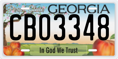 GA license plate CBO3348