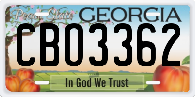 GA license plate CBO3362